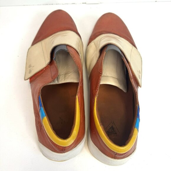 John Fluevog Kickback Moving Sneakers Shoes Mens Size 13 Orange Leather Casual - Picture 6 of 11